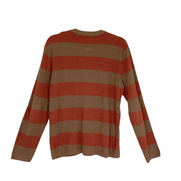 Banana Republic Sweater Mens Striped L Brown & Red 100% Cotton Crewneck - Picture 6 of 9